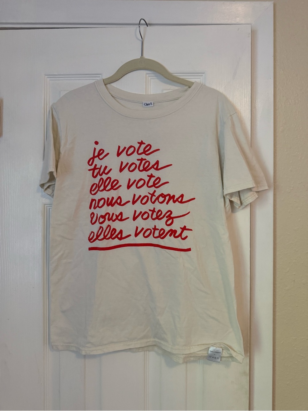 Clare V. When We All Vote Cream Tee, size Small - Picture 2 of 6